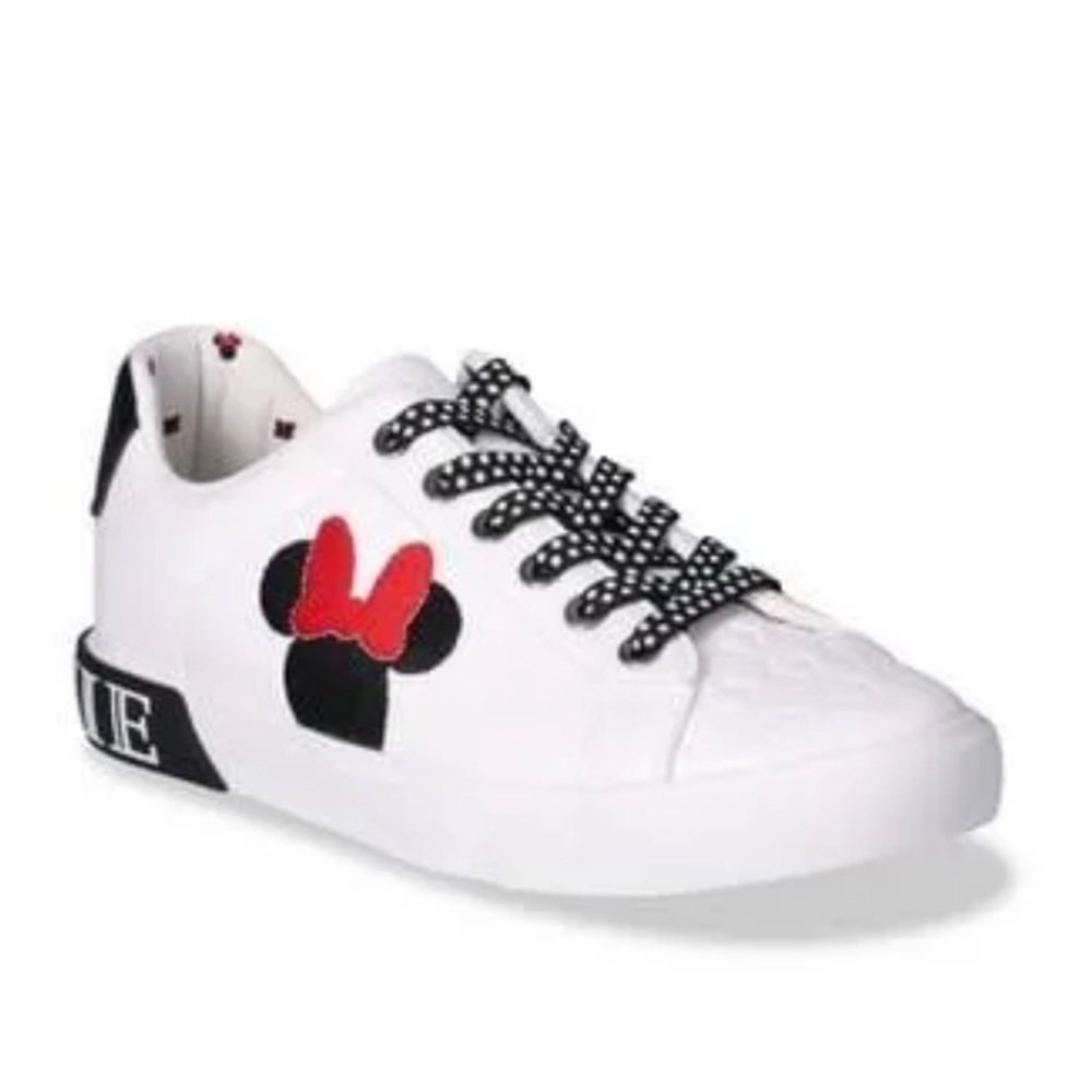 White Minnie Mouse Accent Women's Sneakers